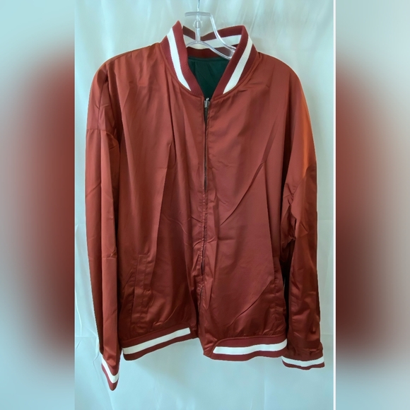 NWOT SONIX Embroidered Bomber Jacket - Green and Red REVERSIBLE SZ XL - Picture 2 of 7